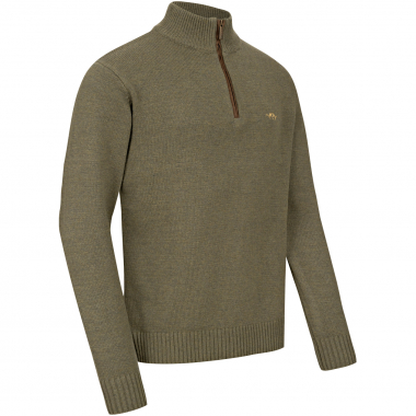 Blaser Herren Woll Halfzip Sweater - oliv