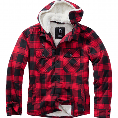 Brandit Herren Lumberjacket Hooded (rot/schwarz)