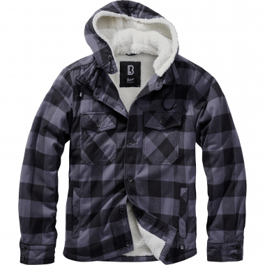 Brandit Lumber Jacket Hooded Herren, mit Kapuze (Black/Grey)