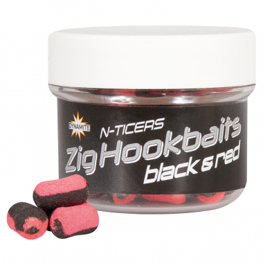 Dynamite N-Ticers Zig Hookbaits (Schwarz/Rot)