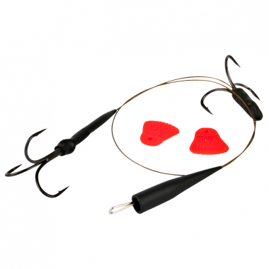 Bas De Ligne (Trace) Fox Rage Predator Paternoster 30cm - Taille 6 Hameçons Doubles Barbelés - Fil Acier 18.1 Kg - Pour La Pêche Aux Leurres