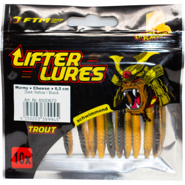 FTM Lifter Lures Wurmy, Dark Yellow/Black