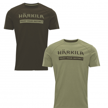 Jagdshirt für Herren im 2er-Pack in Braun Grün und Orange Shirt für Jäger in zwei verschiedenen Farben mit Logo Aufdruck Härkila Logo T-Shirt 2er-Set
