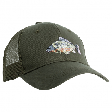 Herren Cap Herren, m. Karpfen-Motiv (Oliv)