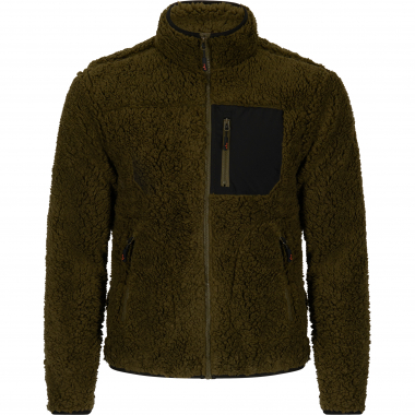 il Lago Prestige Teddyfleece-Jacke Halver Herren (Oliv/Schwarz)