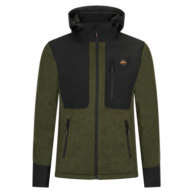 Il Lago Strickfleece-/Softshell-Jacke Wildland Herren (Oliv/Schwarz)
