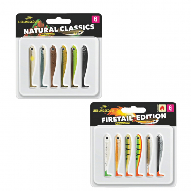 Lieblingsköder Gummifisch Barschköder (6 cm, Mixpaket Natural/Firetail)