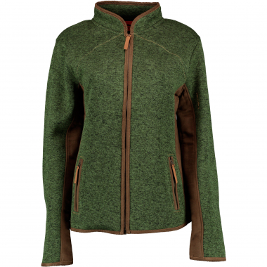 OS Trachten Damen jacke Strick Fleece Leder (grün)