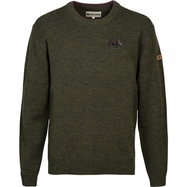 Percussion Pullover Rundhalsausschnitt Kinder, m. Wildschwein-Stickerei (Khaki)