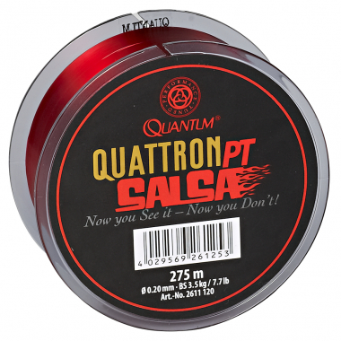 Quantum Angelschnur Quattron Salsa (transparent-rot, 275 m)