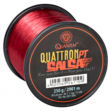 Quantum Angelschnur Quattron Salsa (transparent-rot, Großspule)