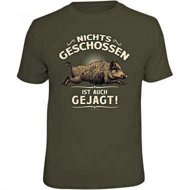 Rahmenlos "Nichts geschossen ist auch gejagt" T-Shirt Herren (Oliv)