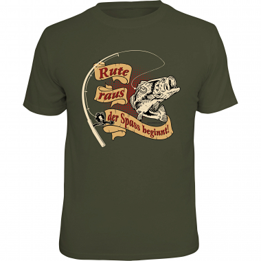 Rahmenlos Unisex "Rute raus, der Spaß beginnt" T-Shirt Unisex (Grün)