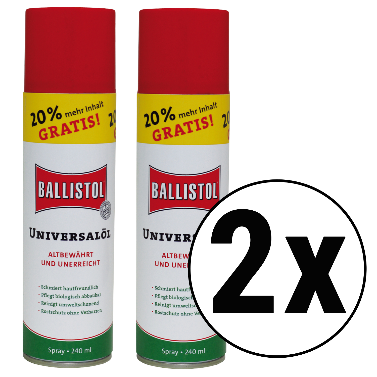 Ballistol Ballistol Universalöl Spray - 240 ml Sondergröße - 20 % mehr Inhalt (2er Set) 