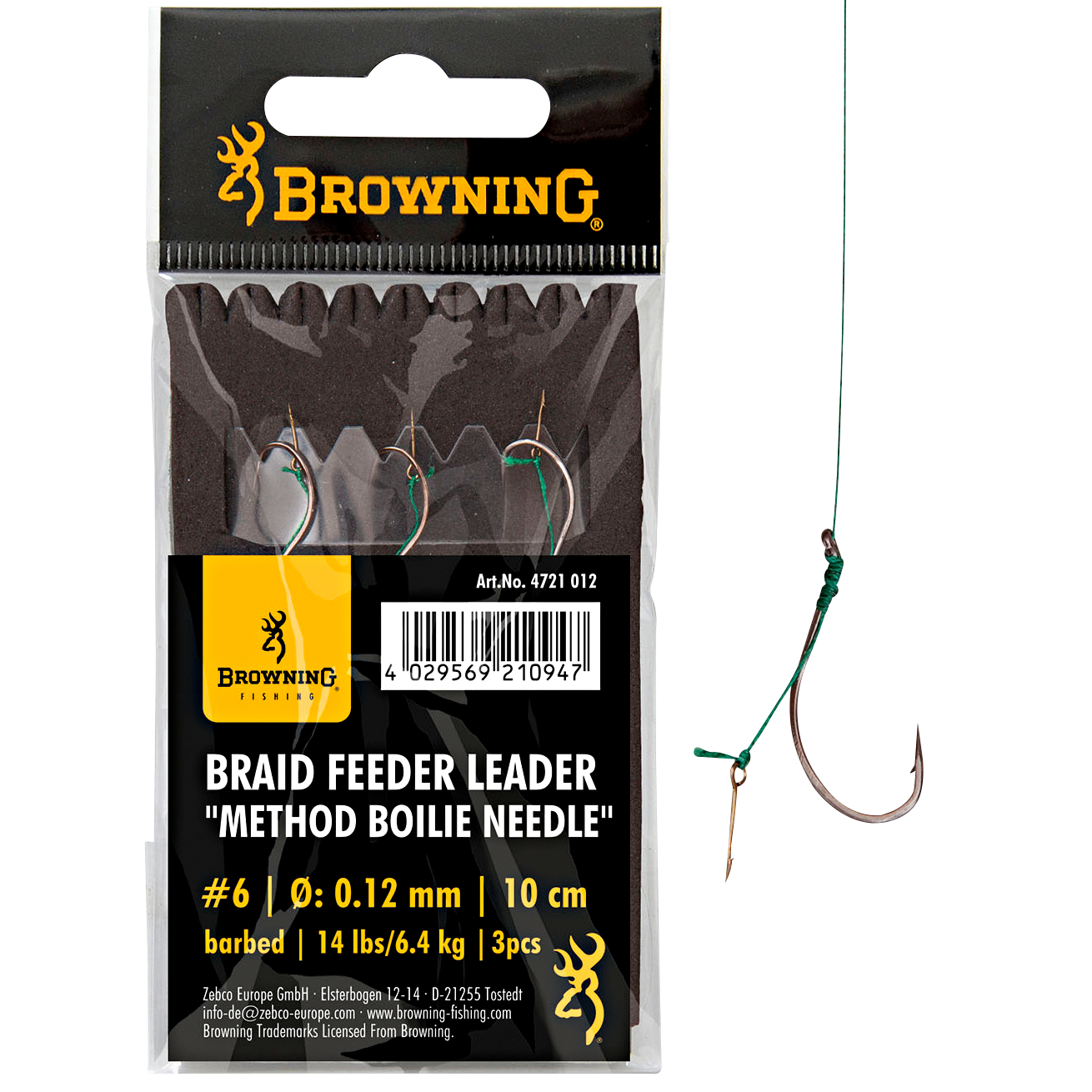 Browning Vorfachhaken Braid Feeder Leader Method Boilie Needle (bronze) 