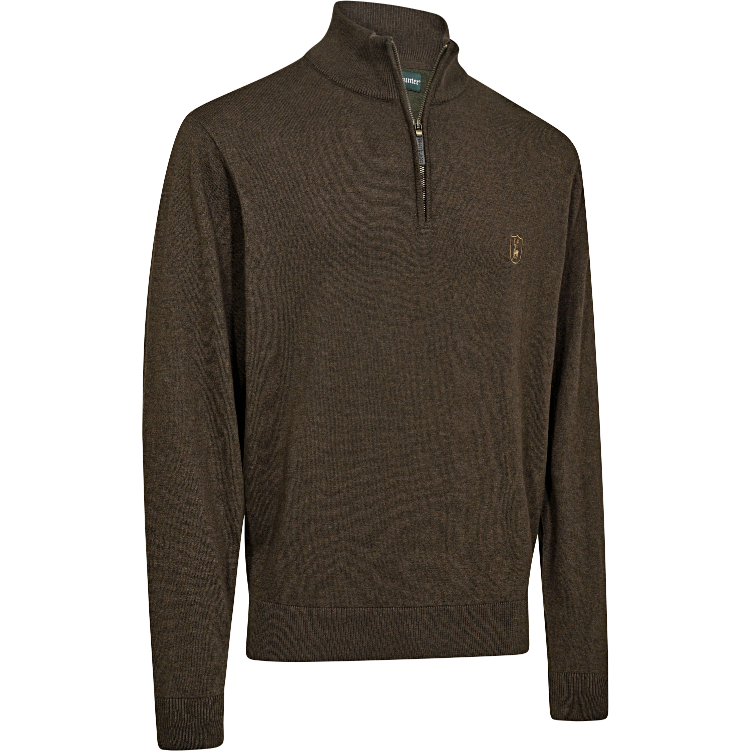 Deerhunter Harrington ½-Zip Strickpullover Herren (Brown Melange) 