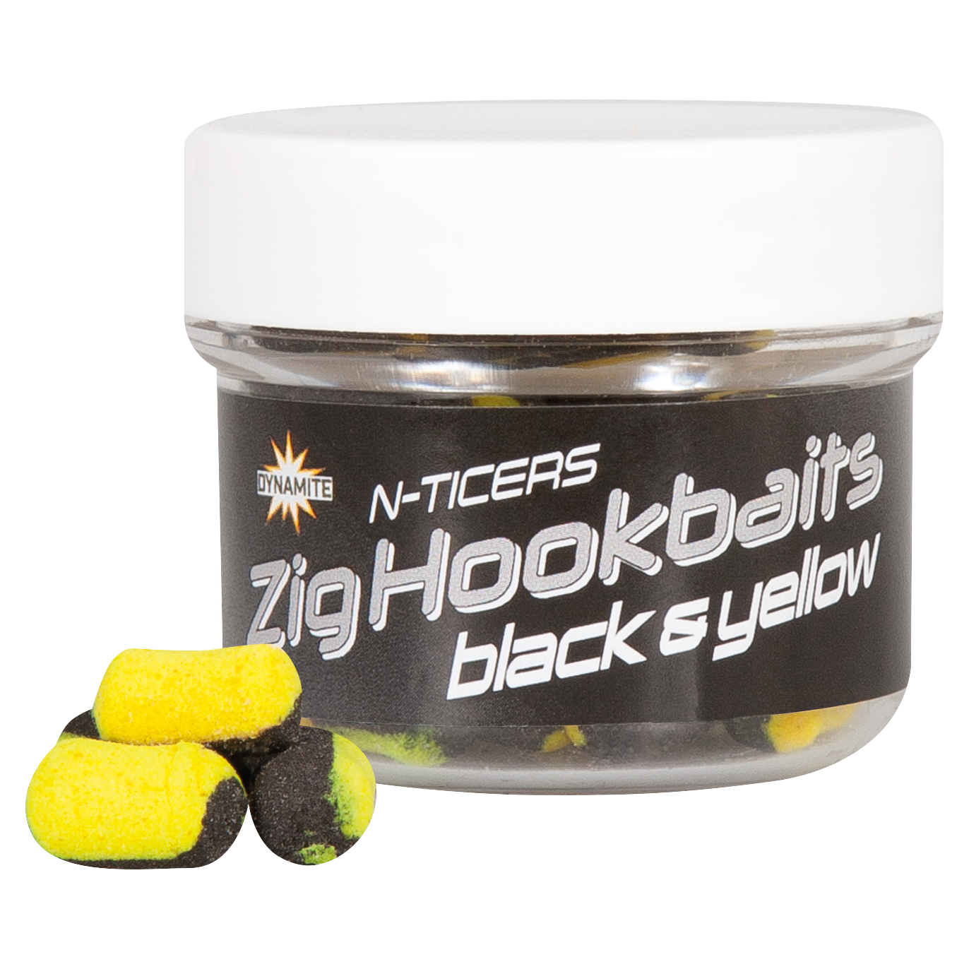 Dynamite N-Ticers Zig Hookbaits (Schwarz/Gelb) 
