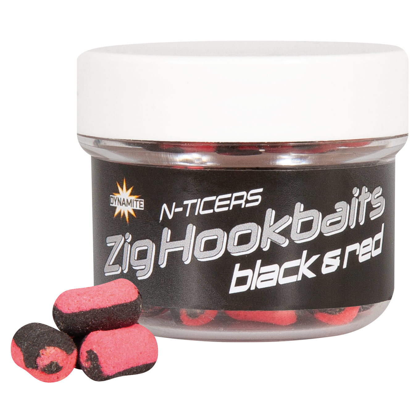 Dynamite N-Ticers Zig Hookbaits (Schwarz/Rot) 