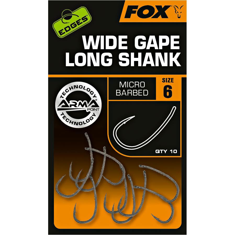 Fox Carp Angelhaken Wide Gape Long Shank 
