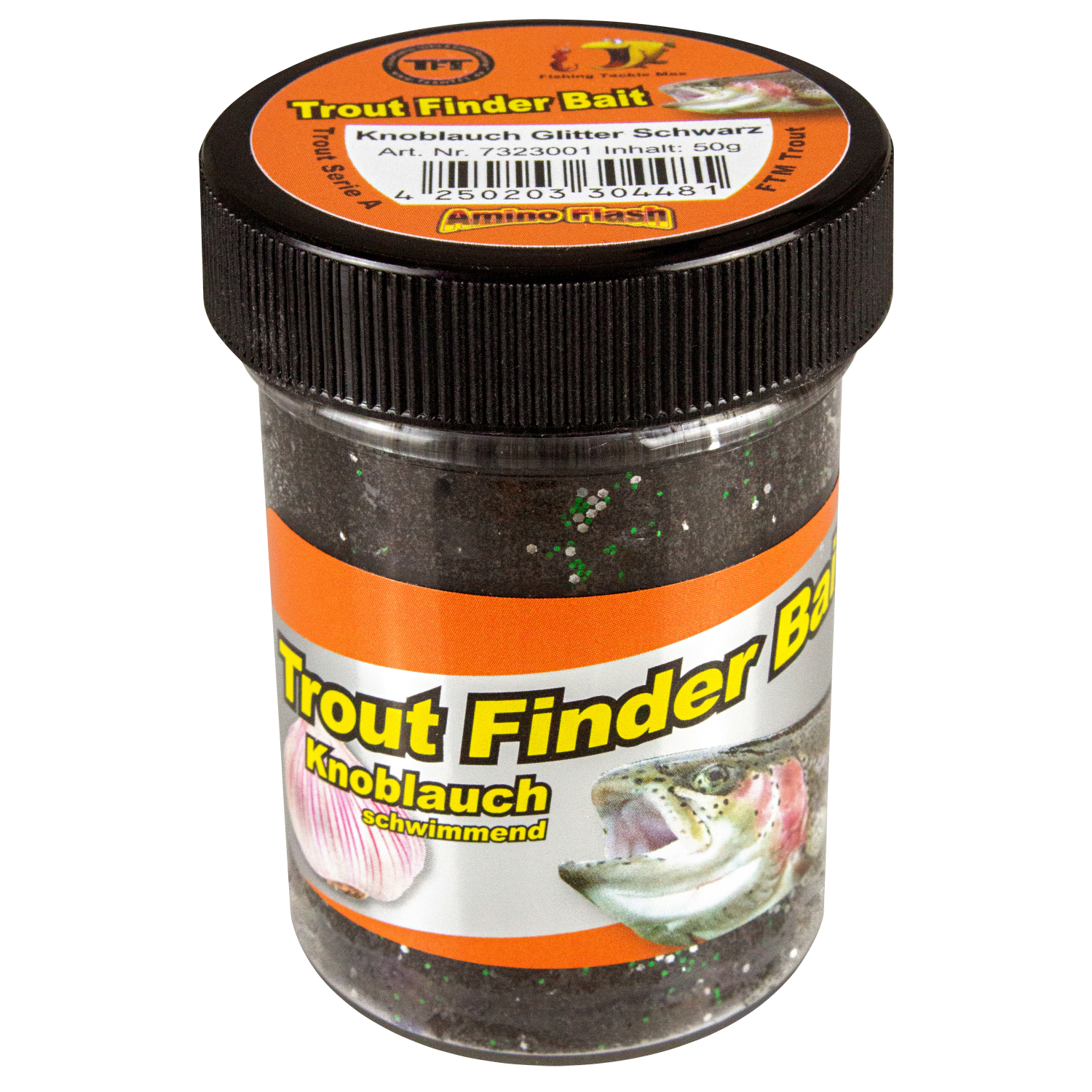 FTM Forellenteig Trout Finder Bait schwimmend (schwarz, Knoblauch) 