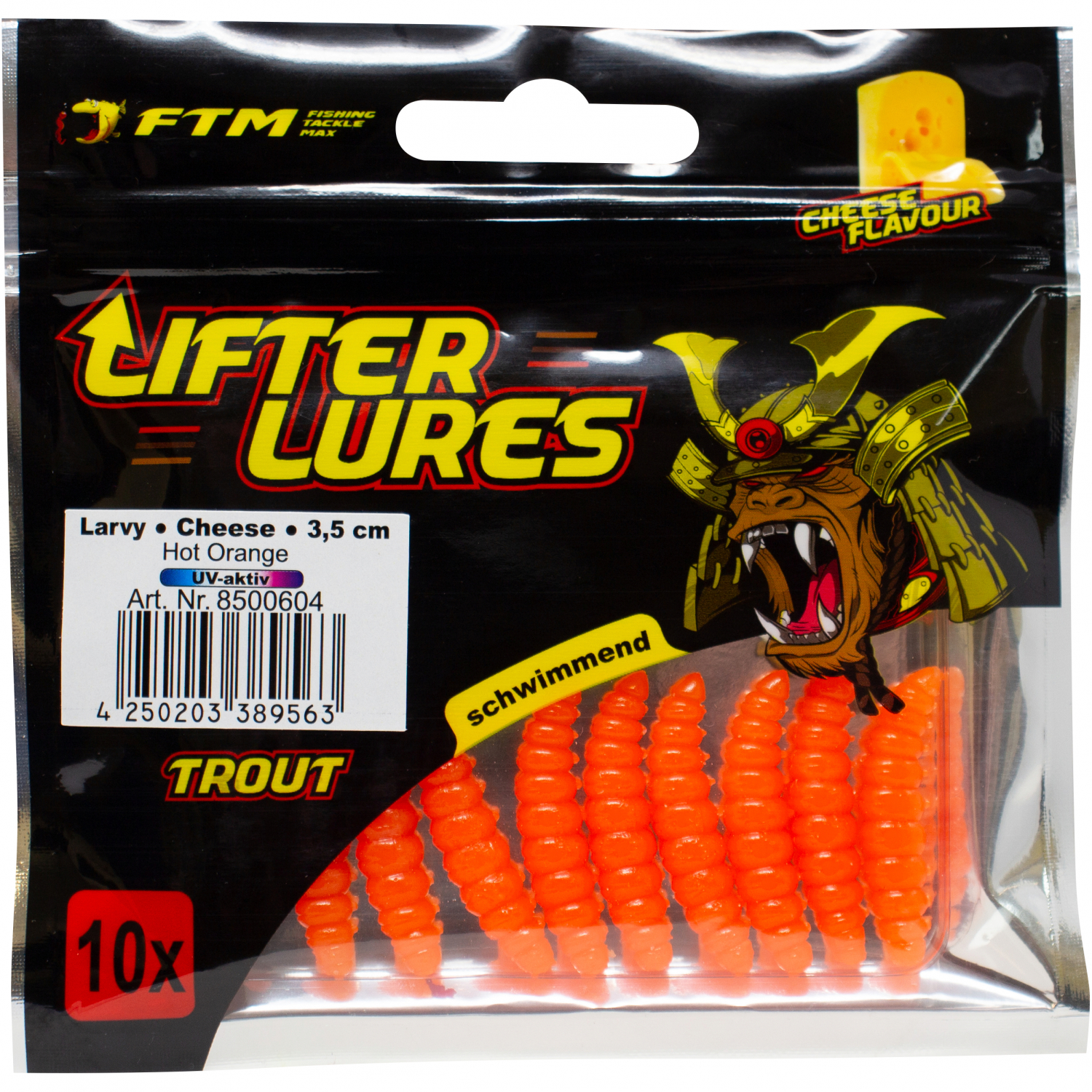 FTM Lifter Lures Larvy, Hot Orange 