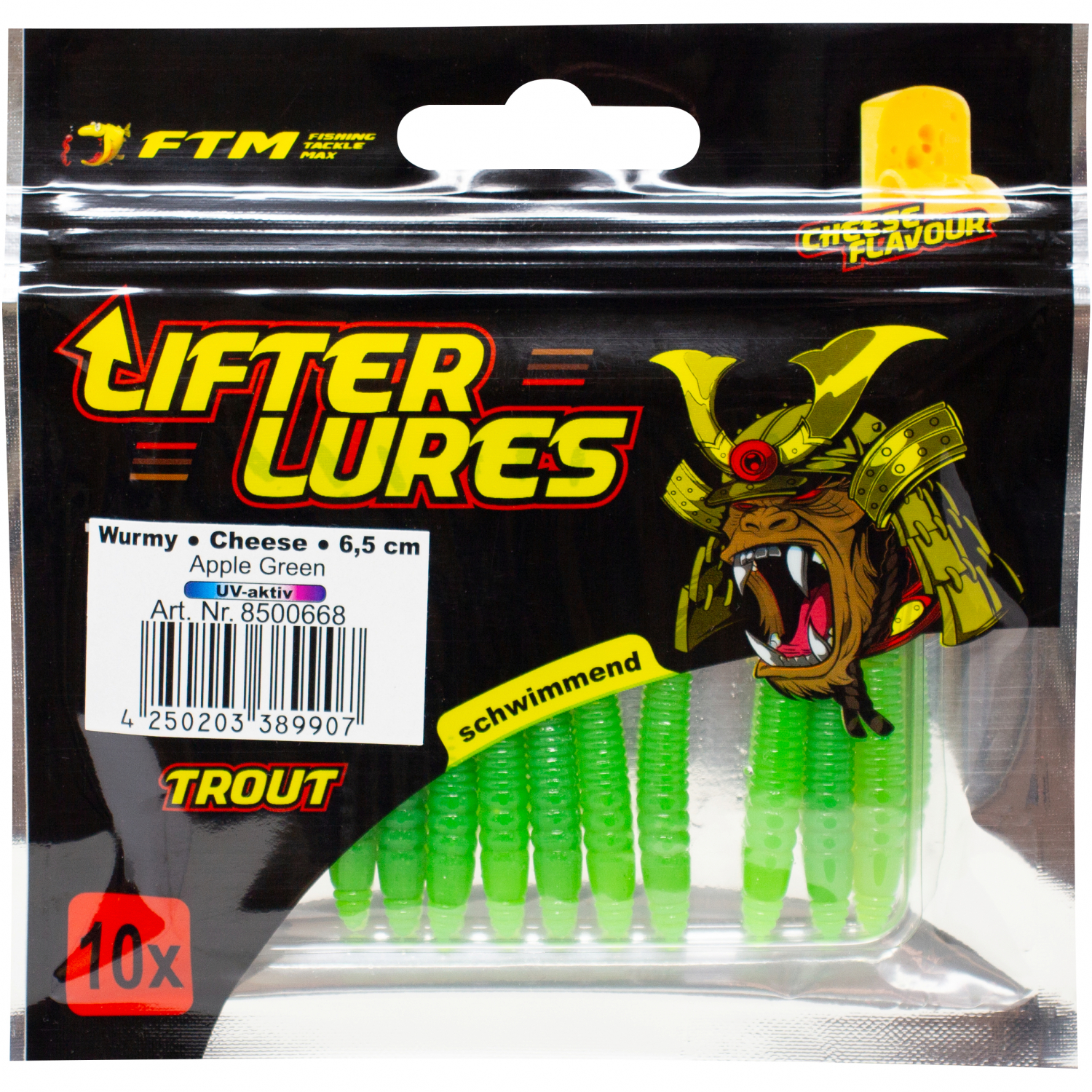 FTM Lifter Lures Wurmy, Apple Green 