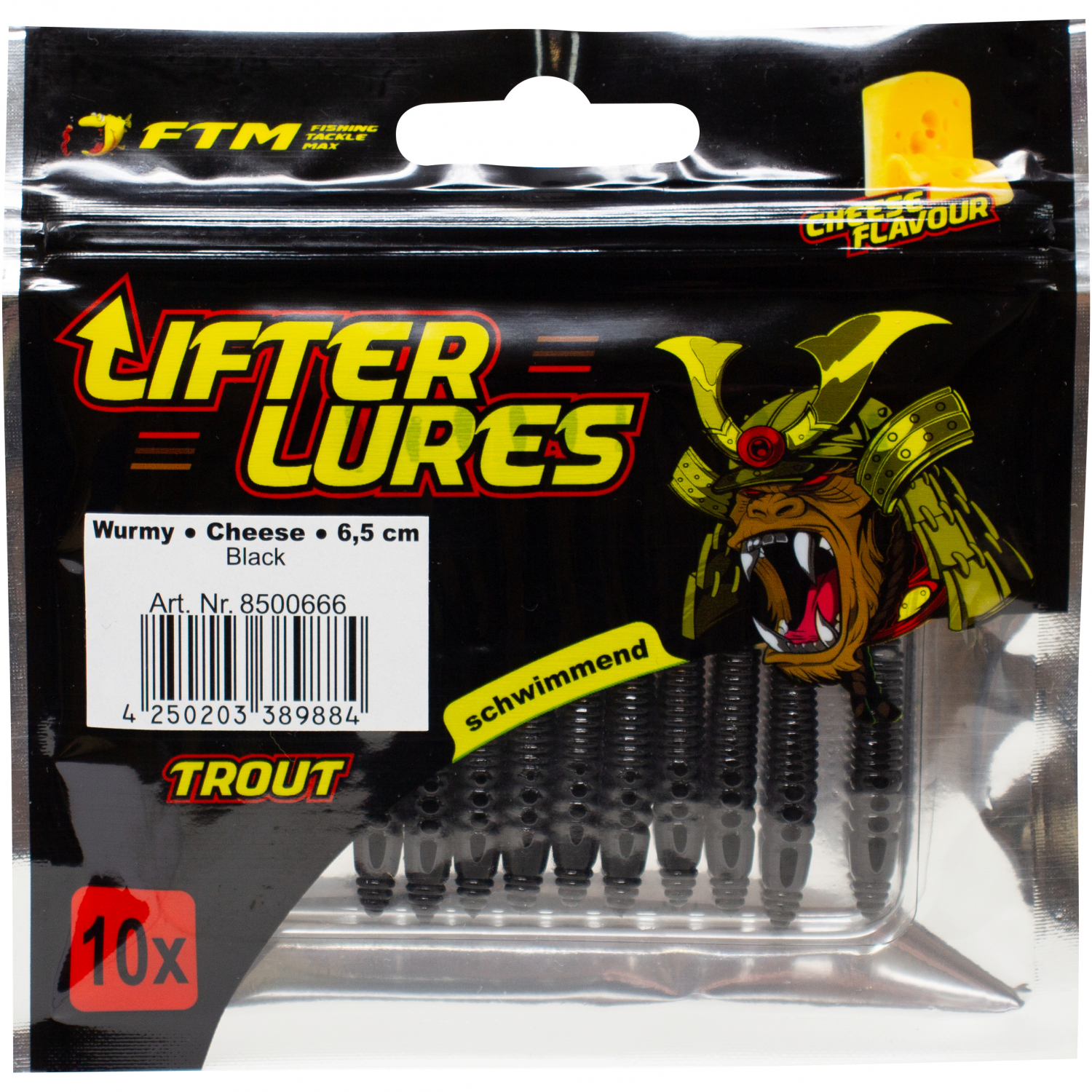 FTM Lifter Lures Wurmy, Black 