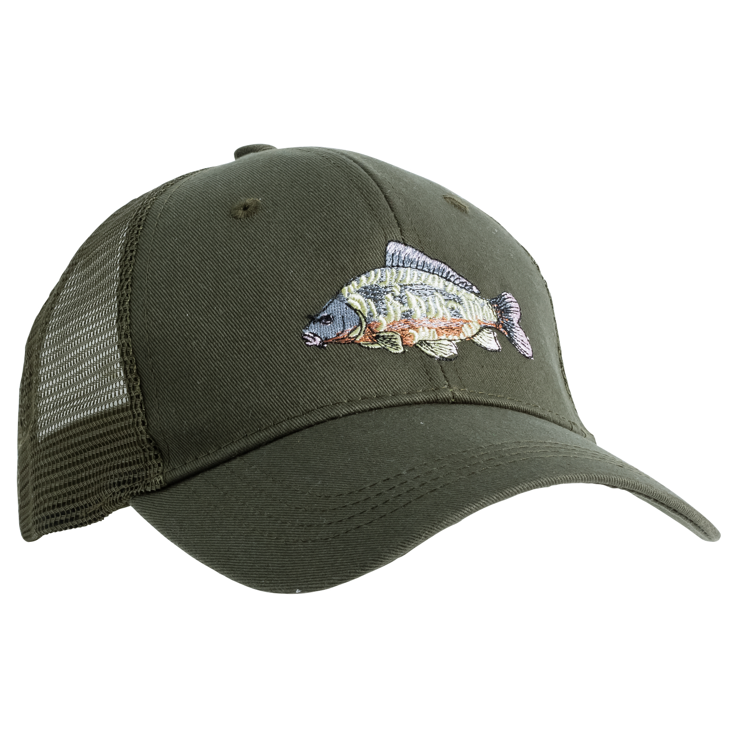 Herren Cap Herren, m. Karpfen-Motiv (Oliv) 