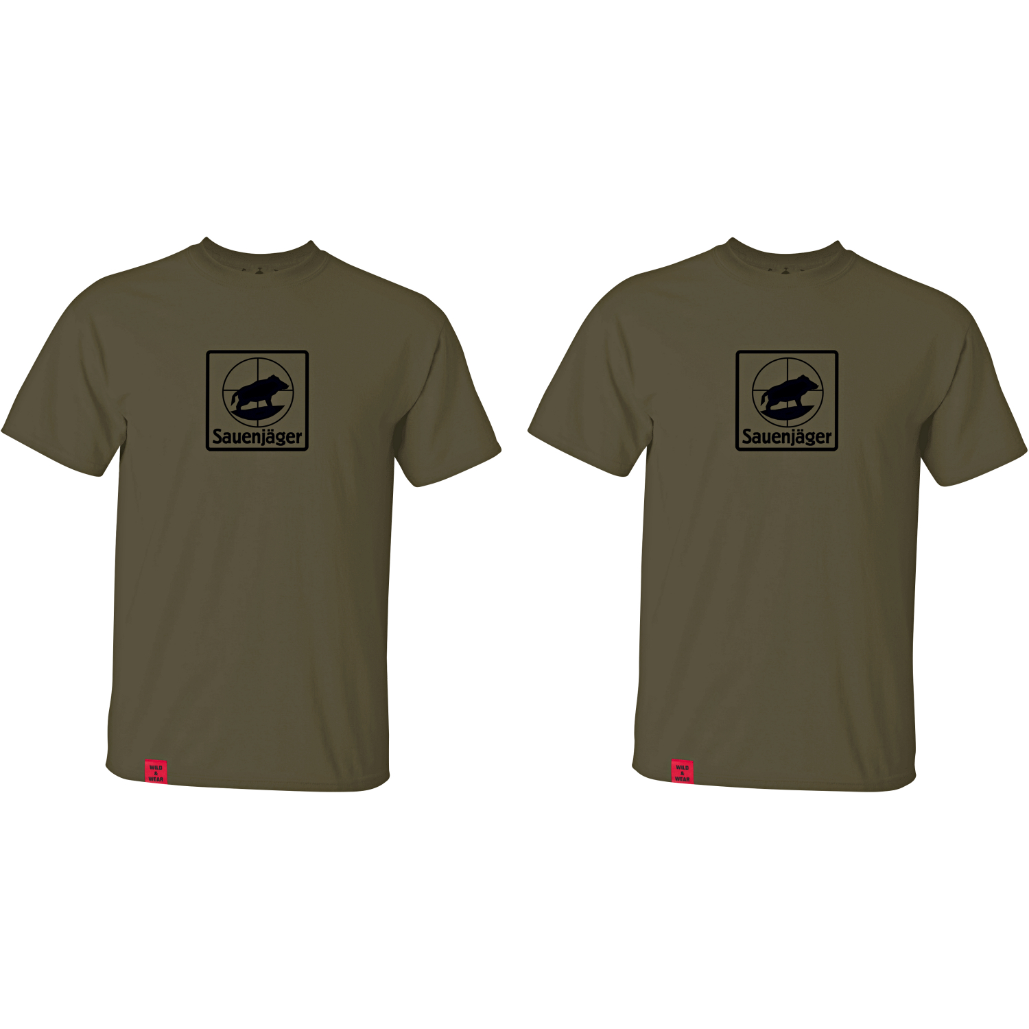 il Lago Prestige 2er-Set: T-Shirt "Sauenjäger" Herren (Oliv) 
