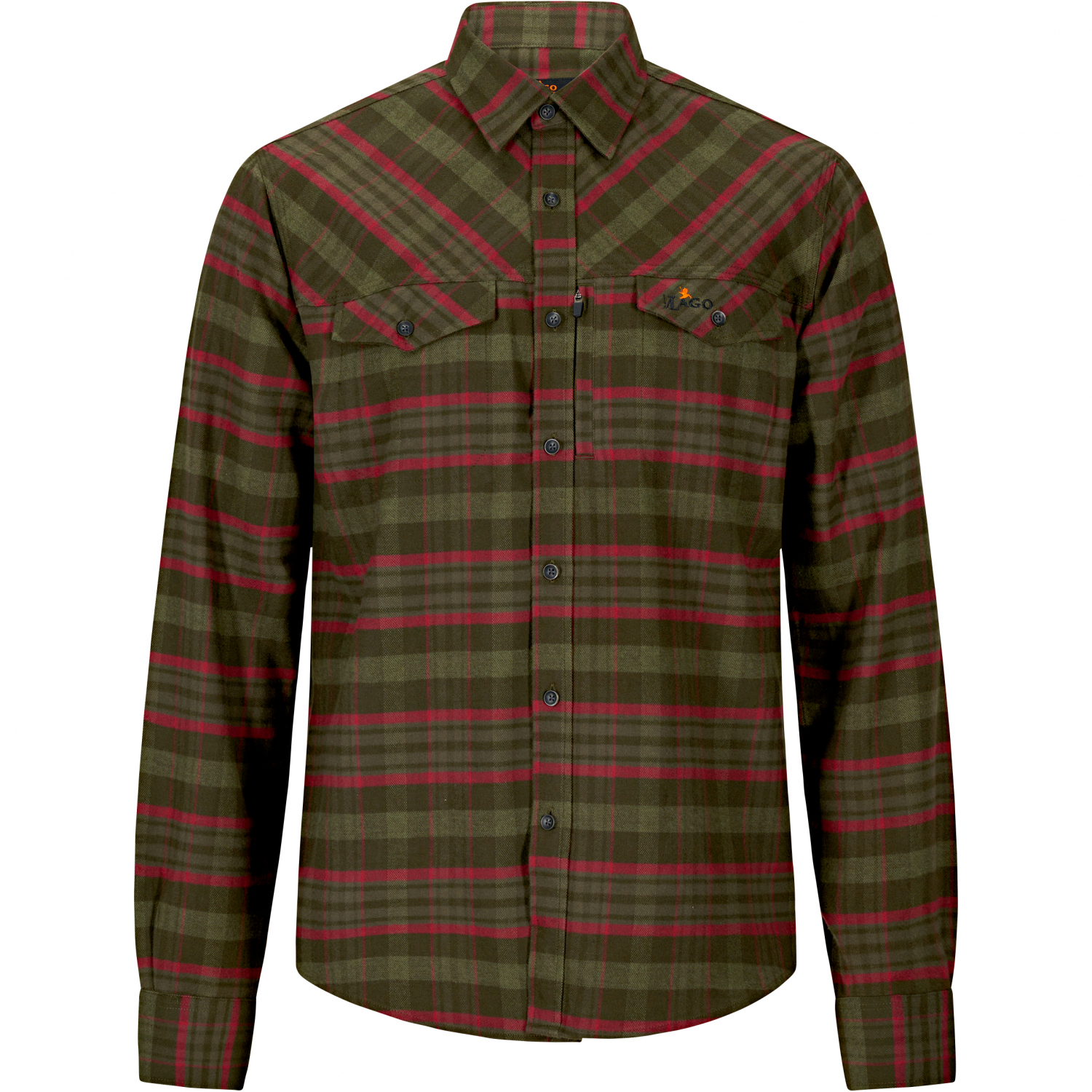 il Lago Prestige Flannel Hemd Bjarne Herren (Oliv/Rot) 