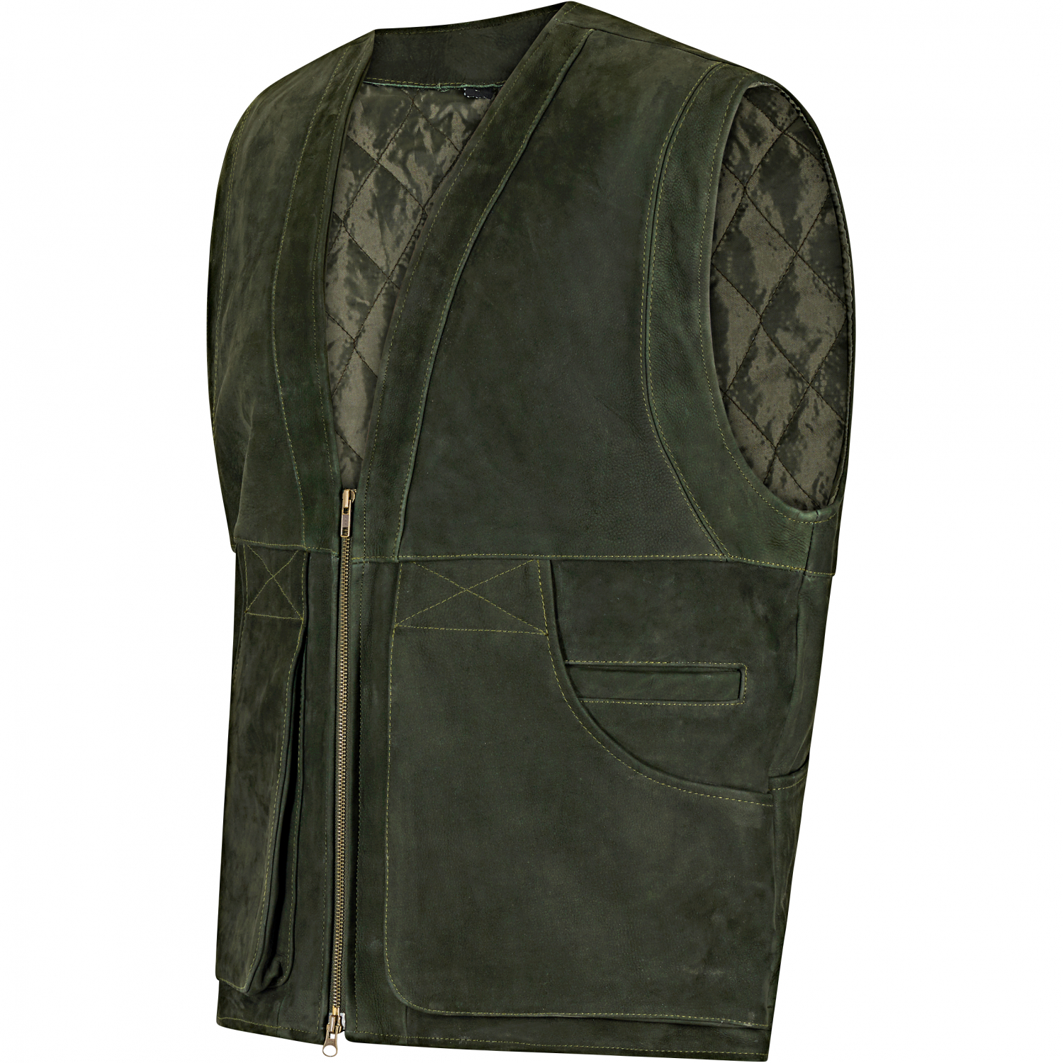 il Lago Prestige Lederweste Field Vest Herren (Oliv) 