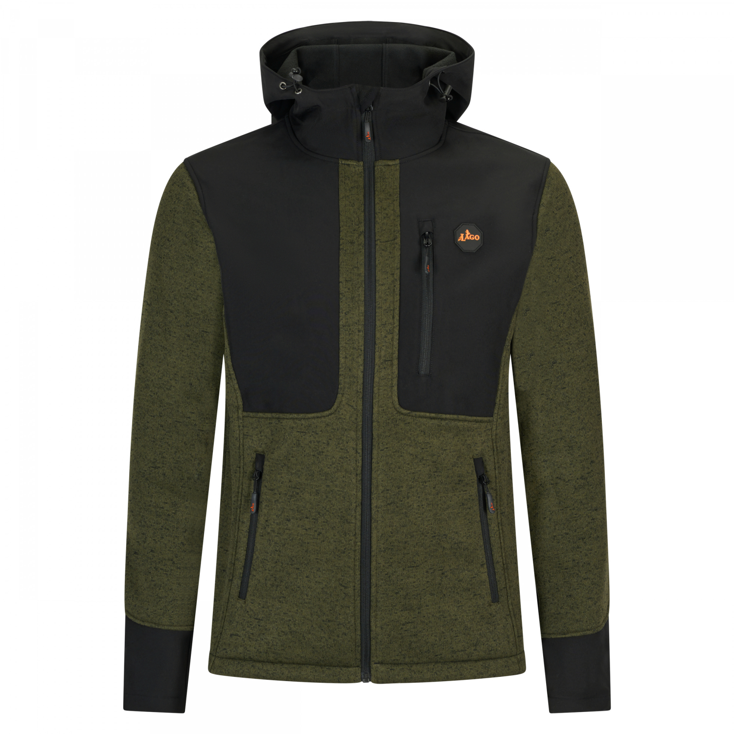Il Lago Strickfleece-/Softshell-Jacke Wildland Herren (Oliv/Schwarz) 