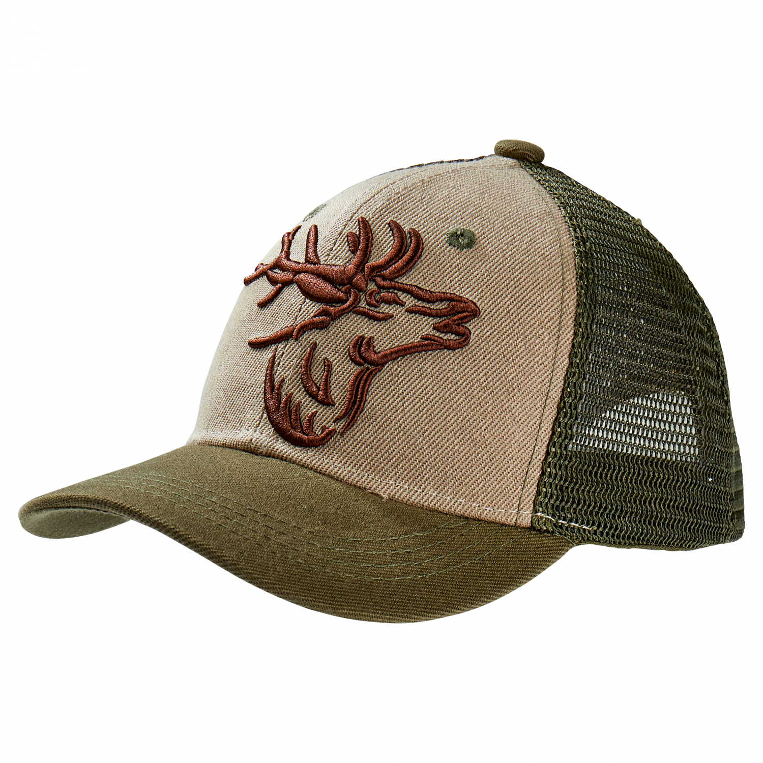 Mesh Cap "Hirsch" Kinder (Beige/Oliv) 