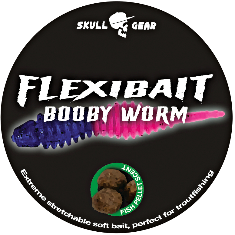 OGP Gummiköder Skull Gear Flexibait Bobby Worm Fish Pellet (Blue Pink) 