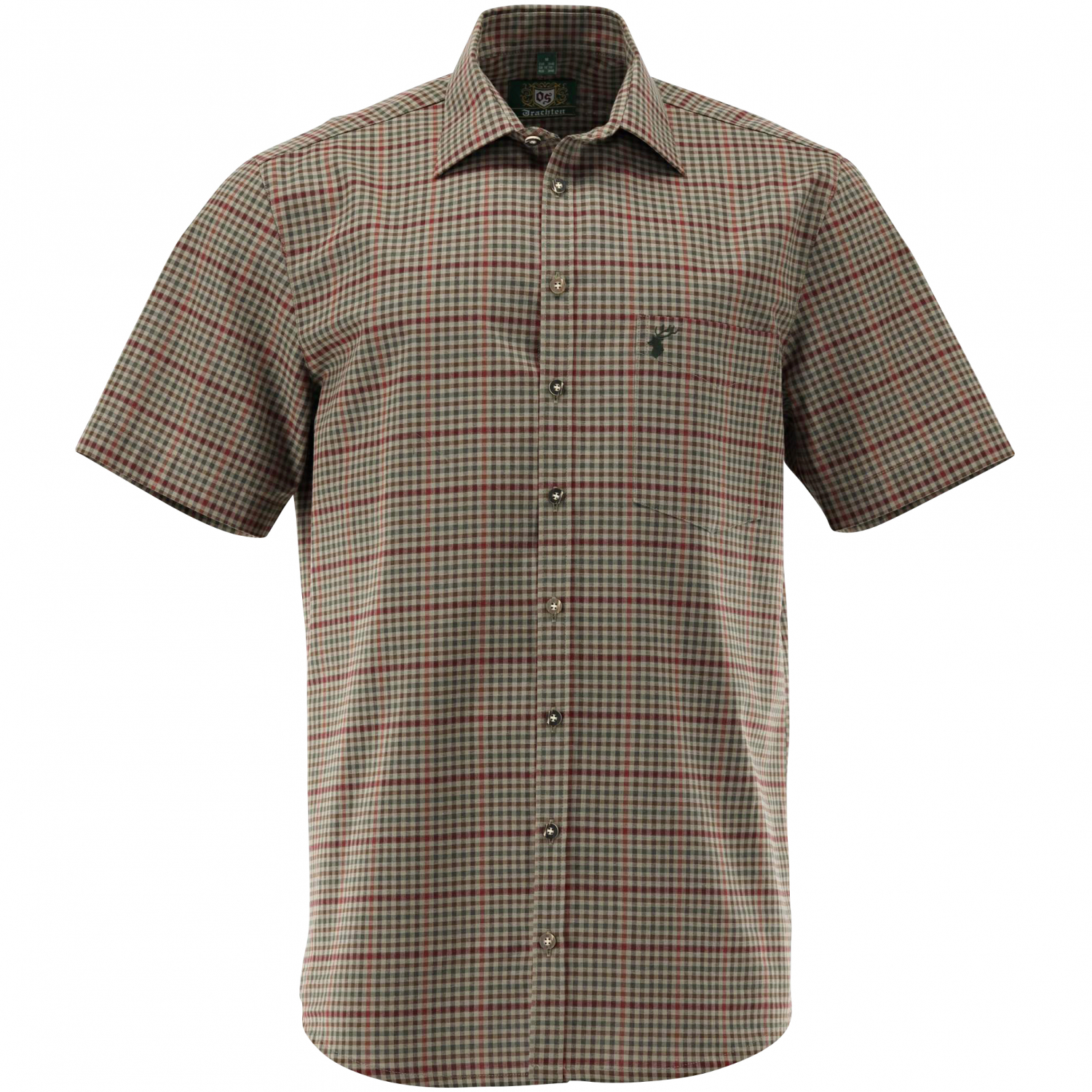 OS Trachten Hemd 1/2 Arm Slim Fit Herren (Oliv) 