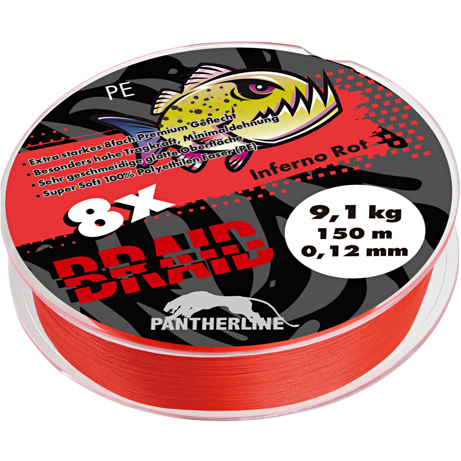 Paladin Pantherline Braid 8fach geflochten (inferno rot) 