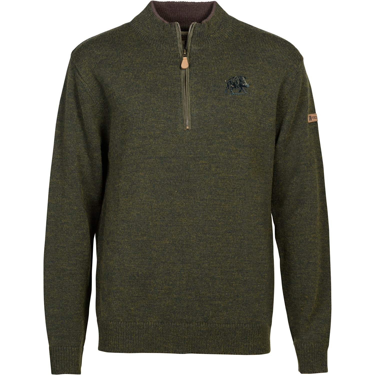 Percussion Islande Bestickter Troyer Herren, m. Wildschwein-Motiv (Khaki) 