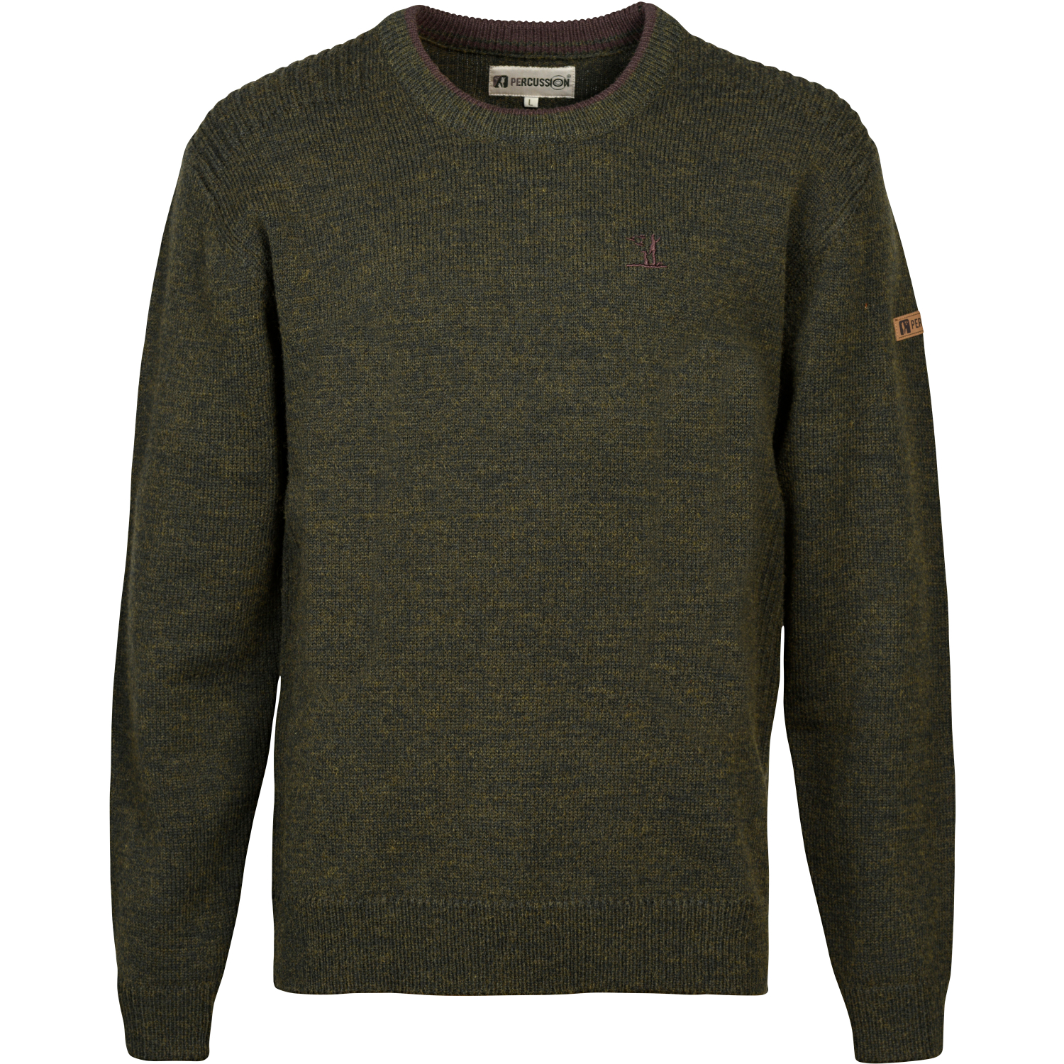 Percussion Islande Jagdpullover Herren, m. Rundhals (Khaki) 