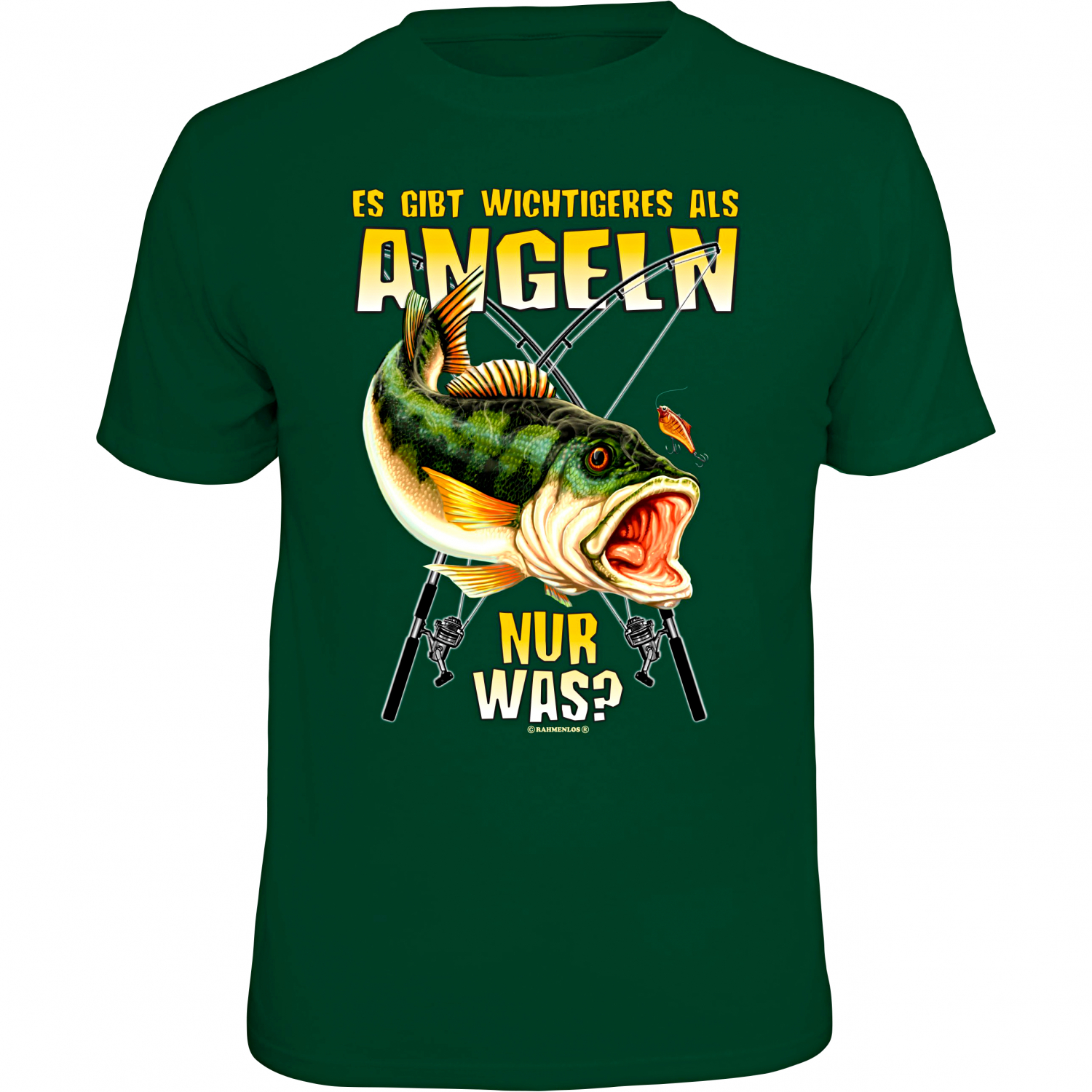 Rahmenlos "Es gibt Wichtigeres als Angeln, nur was?" T-Shirt Herren (Grün) 