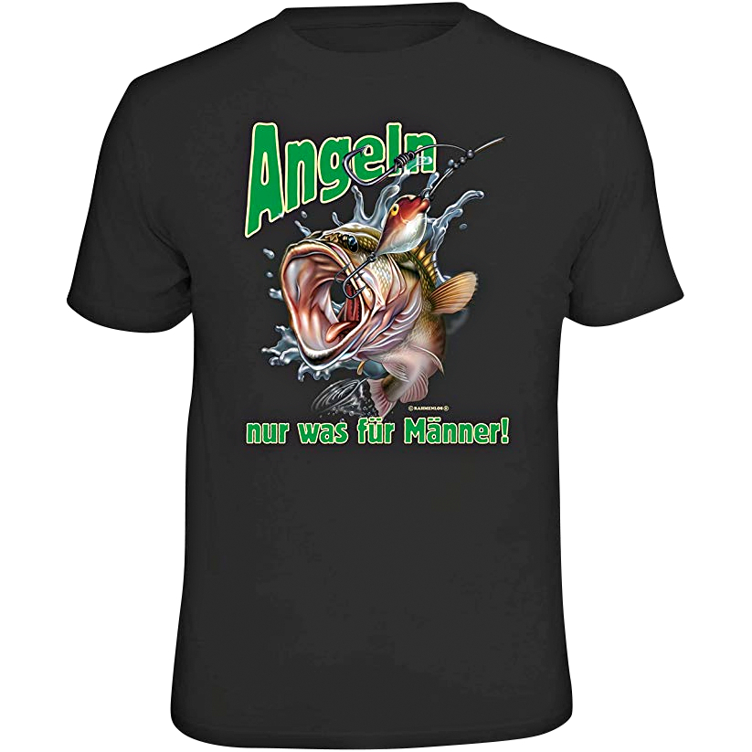 Rahmenlos Herren "Angeln - nur was für Männer!" T-Shirt Herren (Schwarz) 