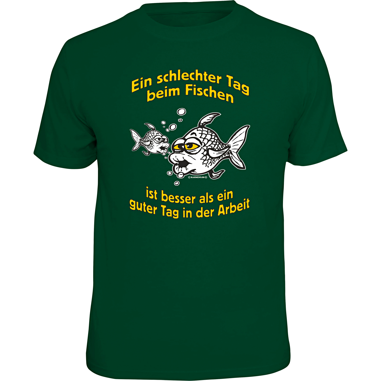 Rahmenlos Herren "Ein schlechter Tag beim Fischen…" T-Shirt Herren (Grün) 