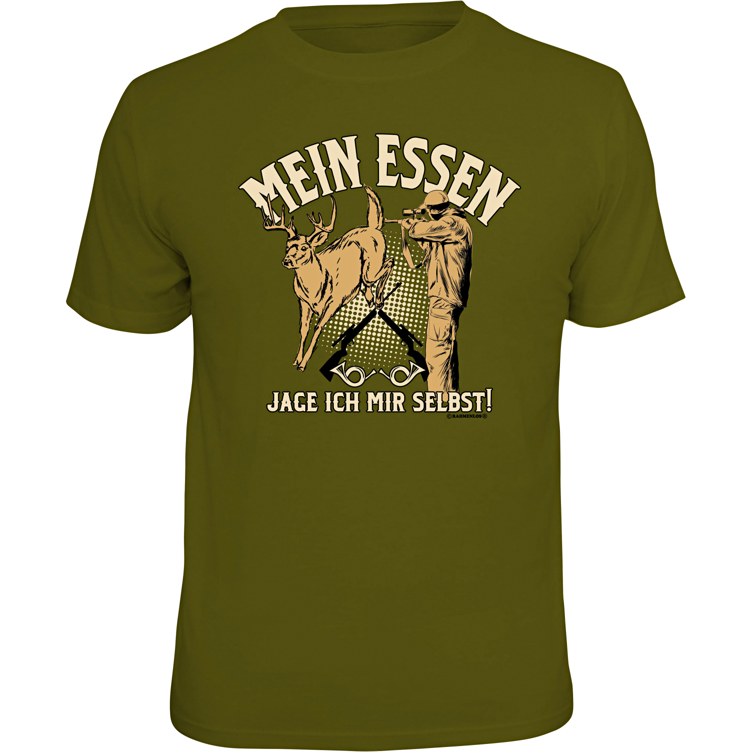 Rahmenlos Herren "Mein Essen jage ich mir selbst" T-Shirt Herren (Oliv) 
