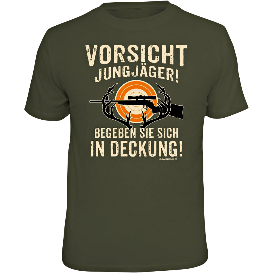 Rahmenlos Herren T-Shirt "Vorsicht Jungjäger! Begeben Sie sich in Deckung" 