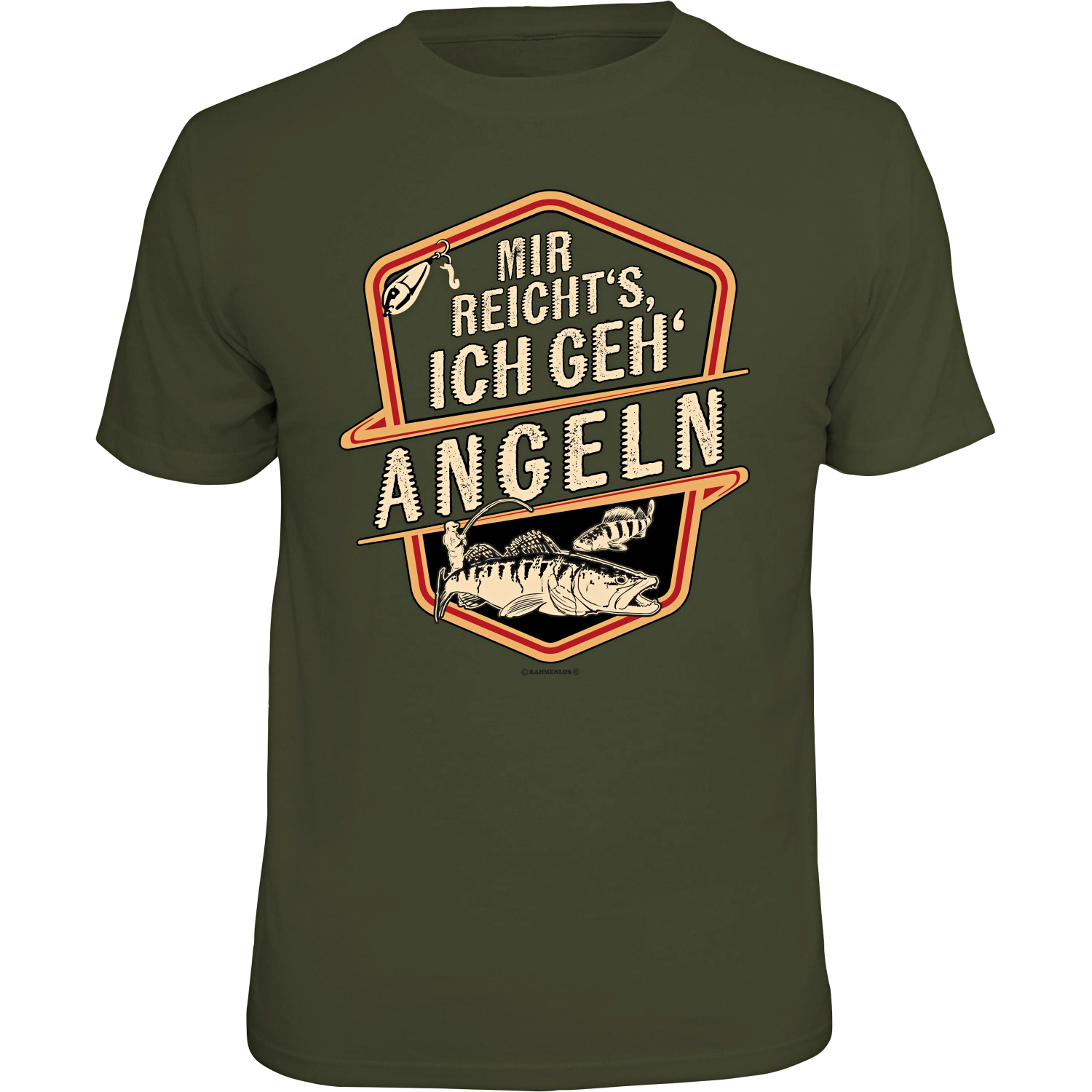 Rahmenlos "Mir reichts - ich geh angeln" T-Shirt Herren (Oliv) 