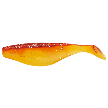 Shads-Schaufelschwanzfische laminiert -chartreuse/rot/glitter 