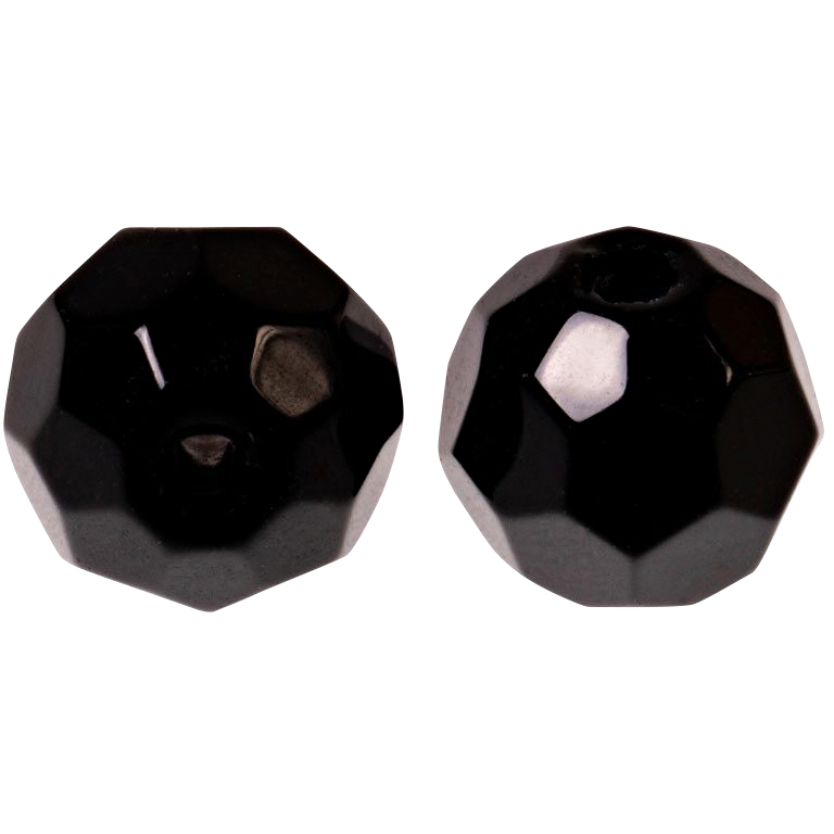 Zeck Faceted Glass Beads (schwarz) 
