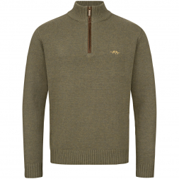 Herren Woll Halfzip Sweater - oliv