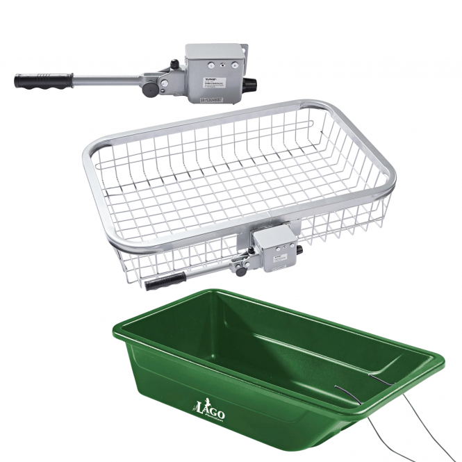 Als Set Heckträger-Korb + Anhängerkupplung-Schnellverschluss + Wildwanne Hunter Pro 
