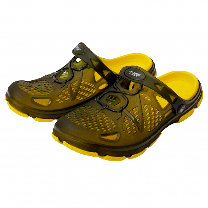 Black Cat Cat Clogs Unisex (Black/Yellow) 