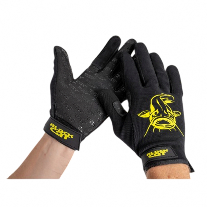 Black Cat Gripper Gloves (Black/Yellow) 